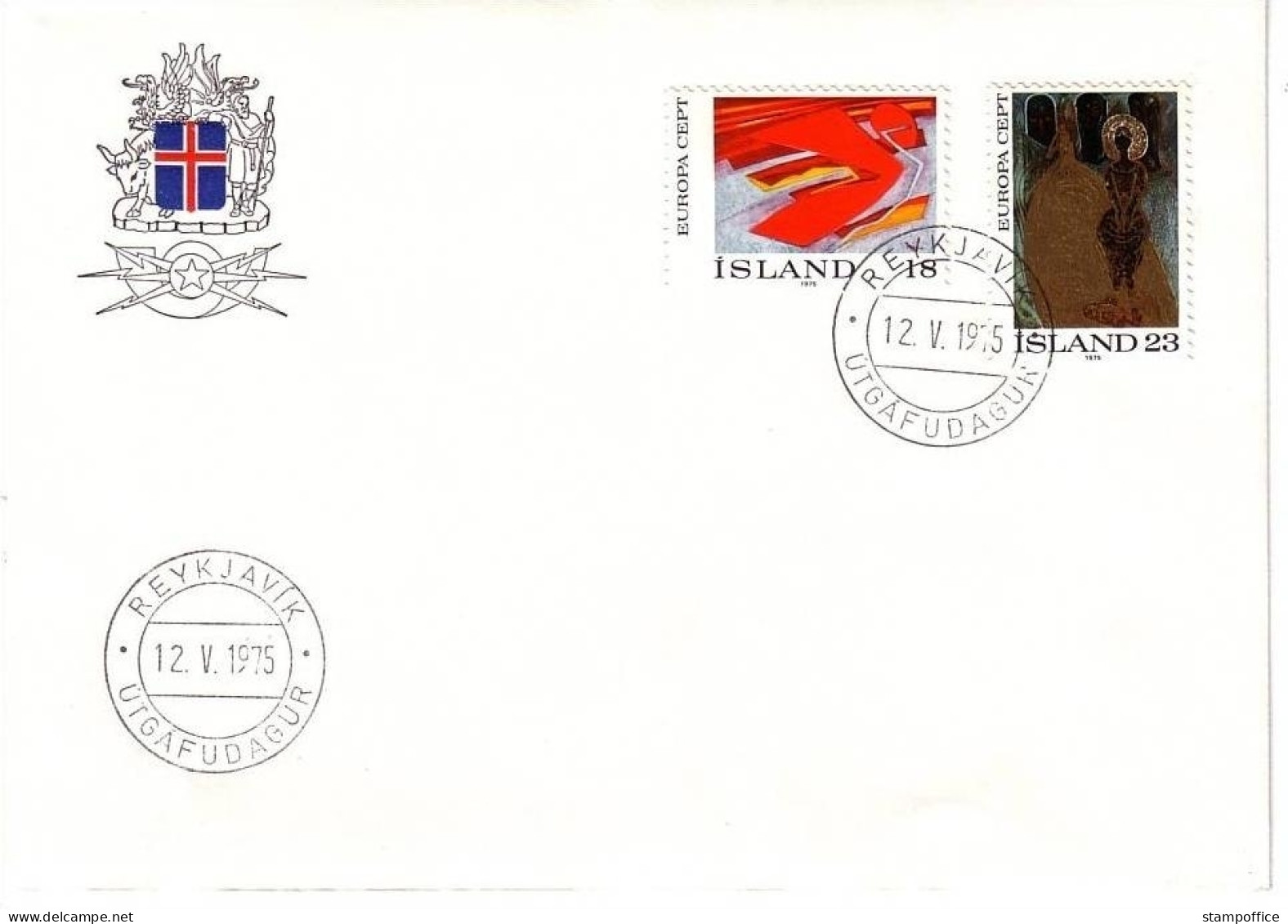 ISLAND MI-NR. 502-503 FDC CEPT 1975 GEMÄLDE - 1975