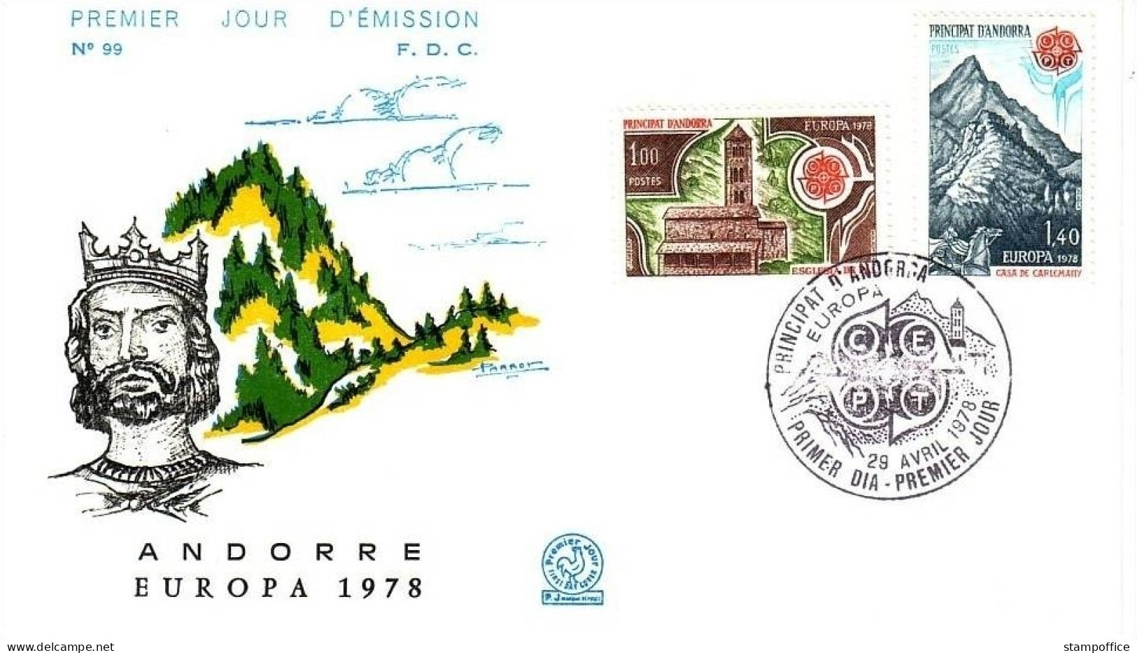 ANDORRA FRANZÖSISCH MI-NR. 290-291 FDC EUROPA 1978 BAUDENKMÄLER KIRCHE - 1978