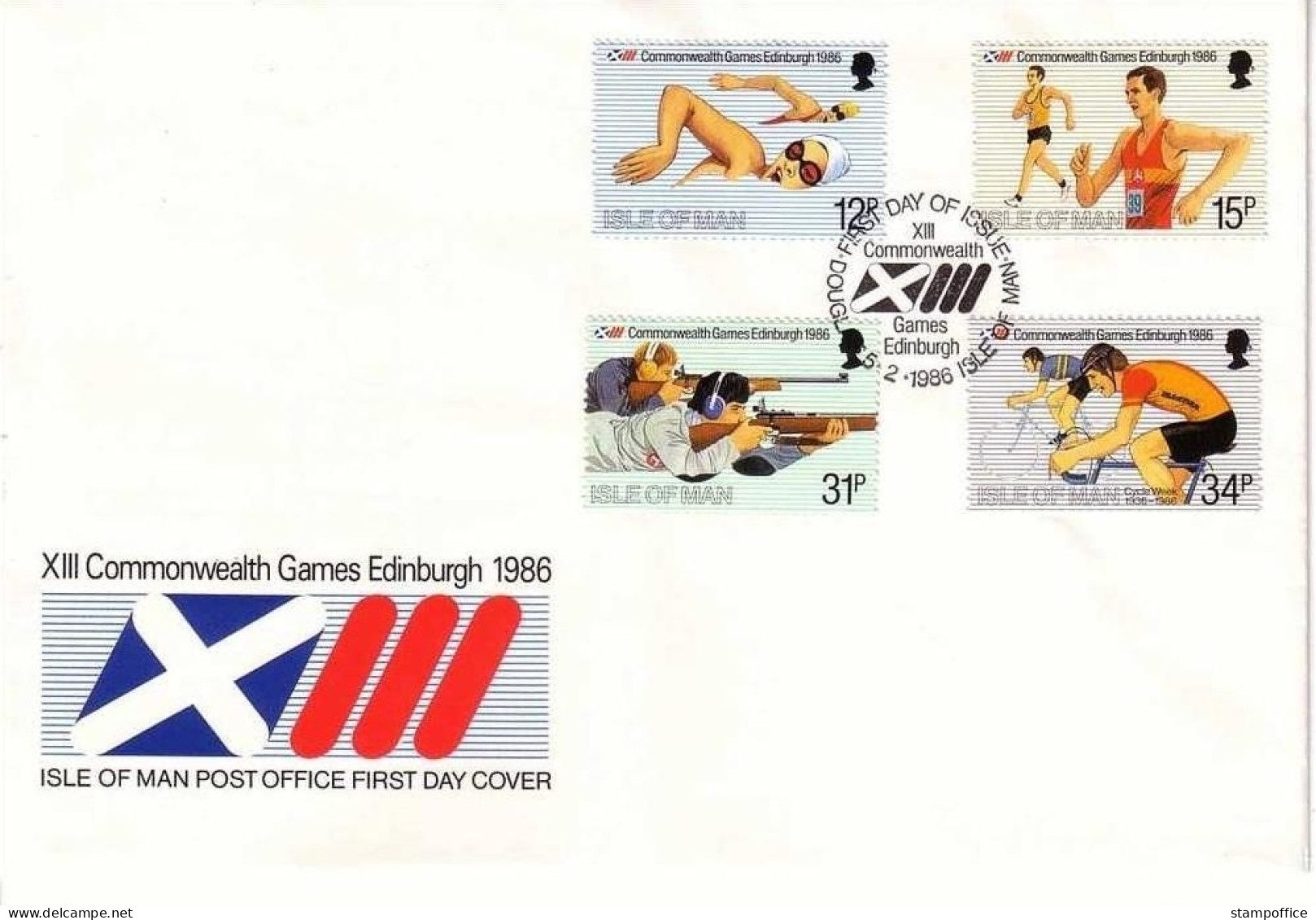 ISLE OF MAN MI-NR. 298-301 FDC COMMONWEALTH SPIELE - SCHWIMMEN, RADFAHREN - Isola Di Man