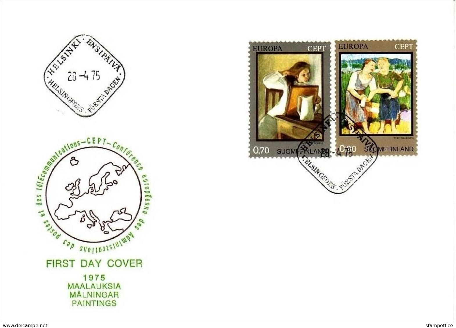 FINNLAND MI-NR. 764-765 FDC CEPT 1975 GEMÄLDE - 1975