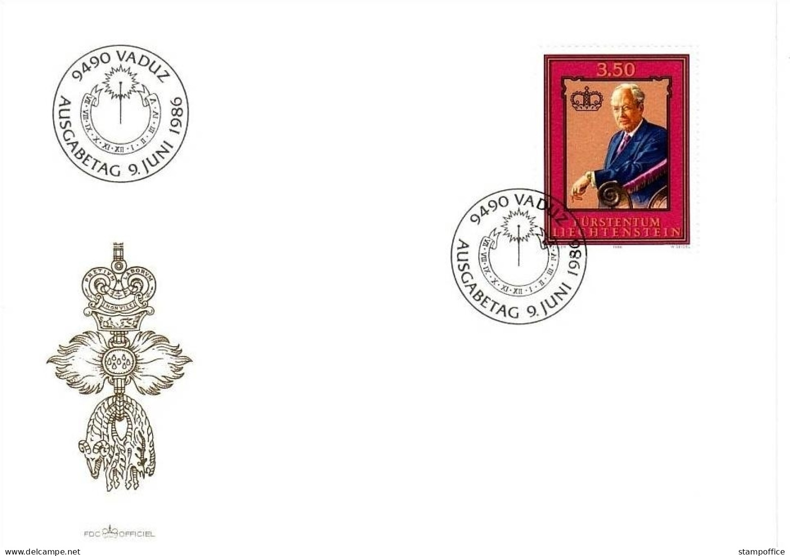 LIECHTENSTEIN MI-NR. 903 FDC FÜRST FRANZ JOSEF II. 1986 - FDC