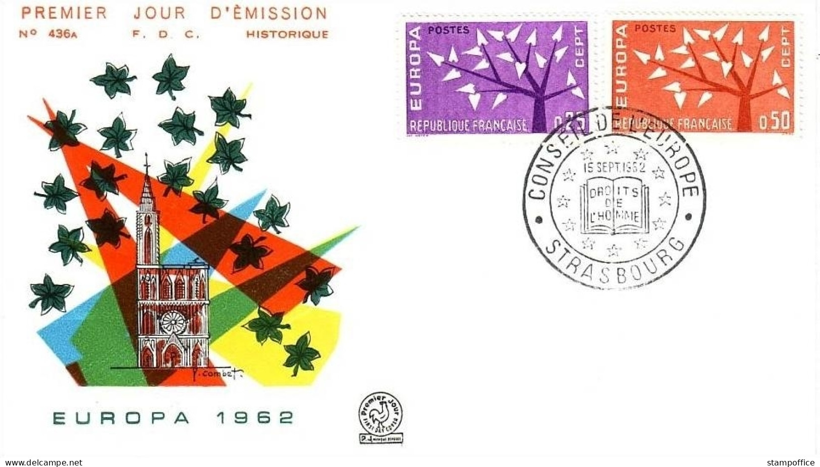 FRANKREICH MI-NR. 1411-1412 FDC CEPT 1962 BAUM STRASBOURG - 1962