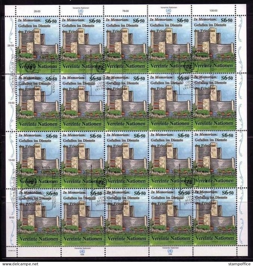 UNO WIEN MI-NR 298 GESTEMPELT(USED) KLEINBOGEN DAG HAMMARSKJÖLD-MEDAILLE 1999 - Blocks & Sheetlets