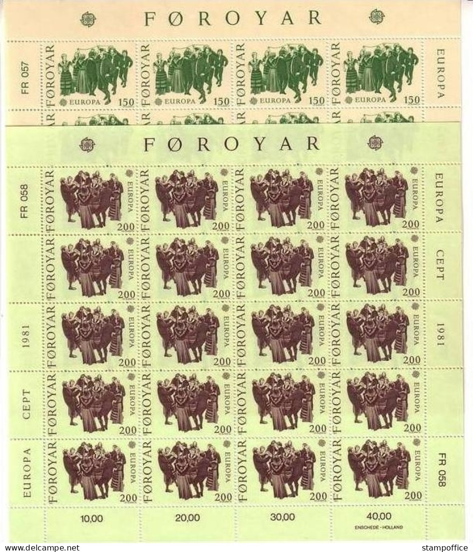 FÄRÖER MI-NR. 63-64 POSTFRISCH(MINT) KLEINBOGENSATZ EUROPA 1981 FOLKLORE TANZ - 1981