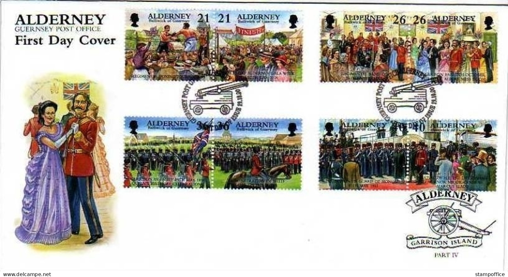 ALDERNEY MI-NR. 158-165 FDC HISTORISCHE EREIGNISSE TRUPPENPARADE - Alderney