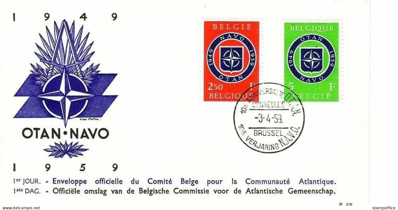 BELGIEN MI-NR. 1147-1148 FDC NATO 1959 - OTAN