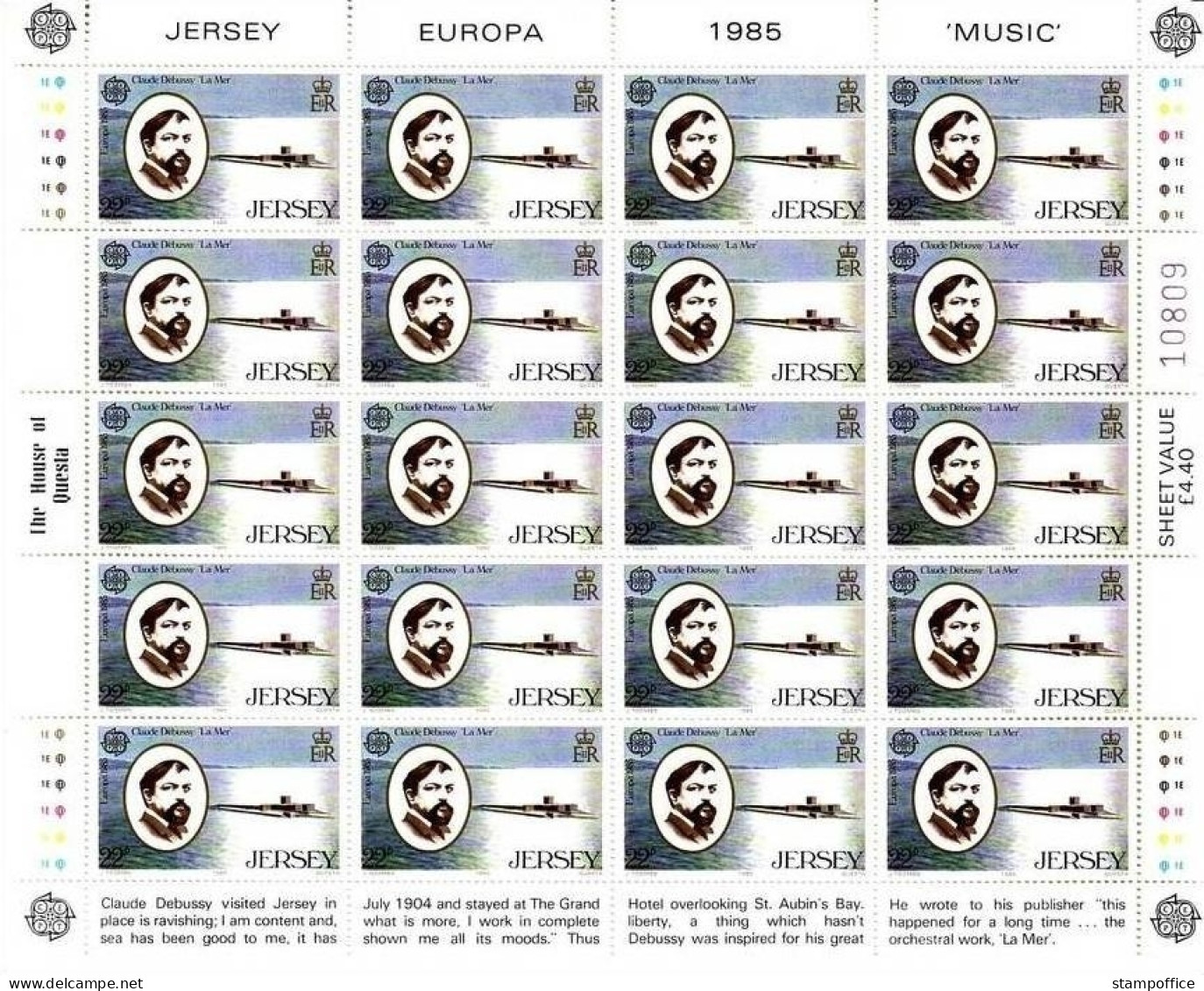 JERSEY MI-NR. 347-349 POSTFRISCH(MINT) KLEINBOGENSATZ EUROPA 1985 JAHR DER MUSIK - 1985