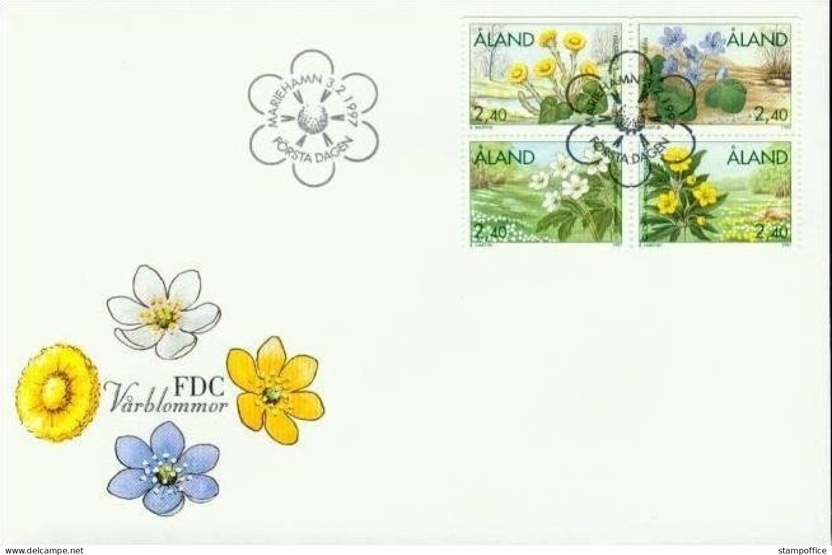 ALAND MI-NR. 120-123 FDC FRÜHLINGSBLUMEN 1997 LEBERBLÜMCHEN BUSCHWINDRÖSCHEN HUFLATTICH - Aland