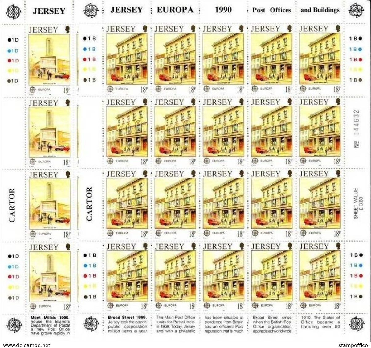 JERSEY MI-NR. 508-511 POSTFRISCH(MINT) KLEINBOGENSATZ EUROPA 1990 POSTALISCHE EINRICHTUNGEN - 1990