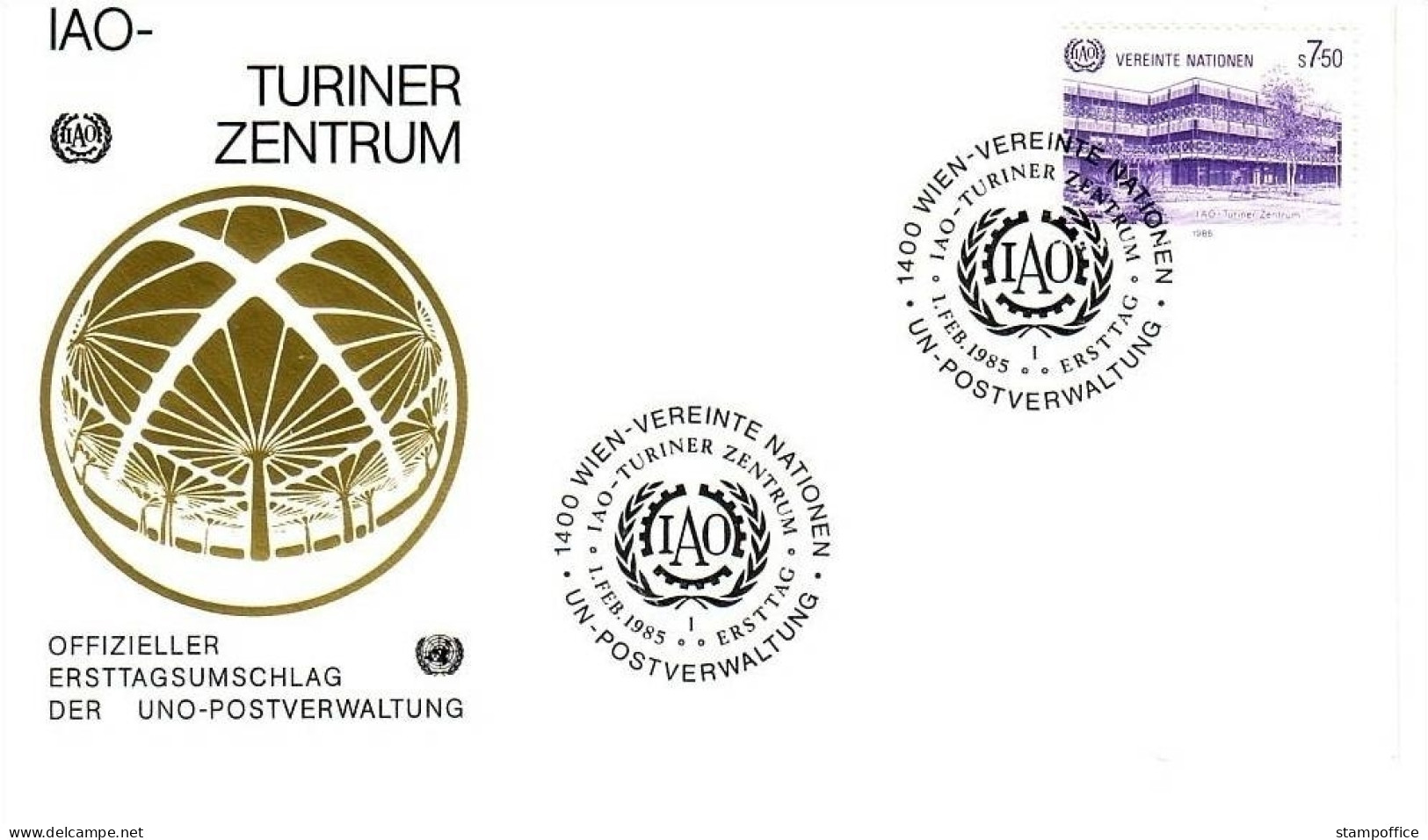 UNO WIEN MI-NR. 47 FDC ILO TURINER ZENTRUM 1985 - FDC