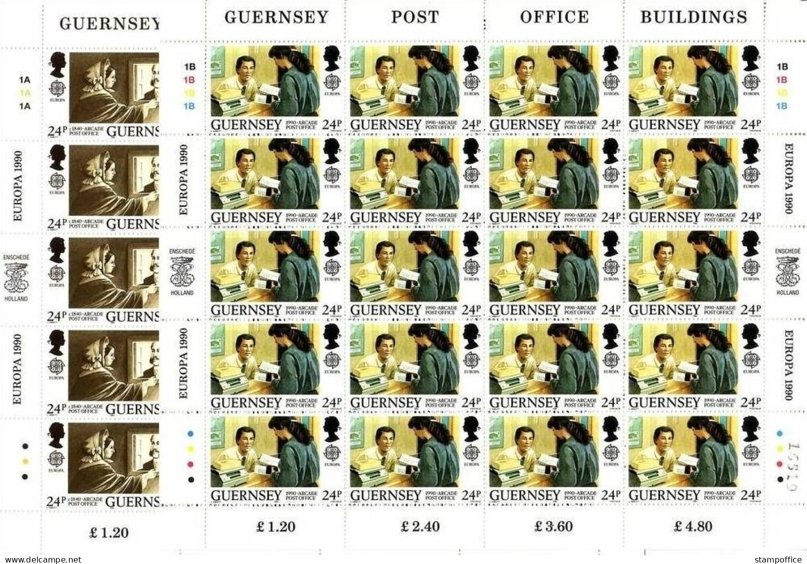 GUERNSEY MI-NR. 483-486 POSTFRISCH(MINT) KLEINBOGENSATZ EUROPA 1990 POSTALISCHE EINRICHTUNGEN - 1990