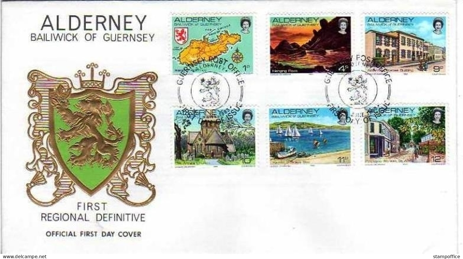 ALDERNEY MI-NR. 1-12 FDC ANSICHTEN Von ALDERNEY LEUCHTTURM - Alderney