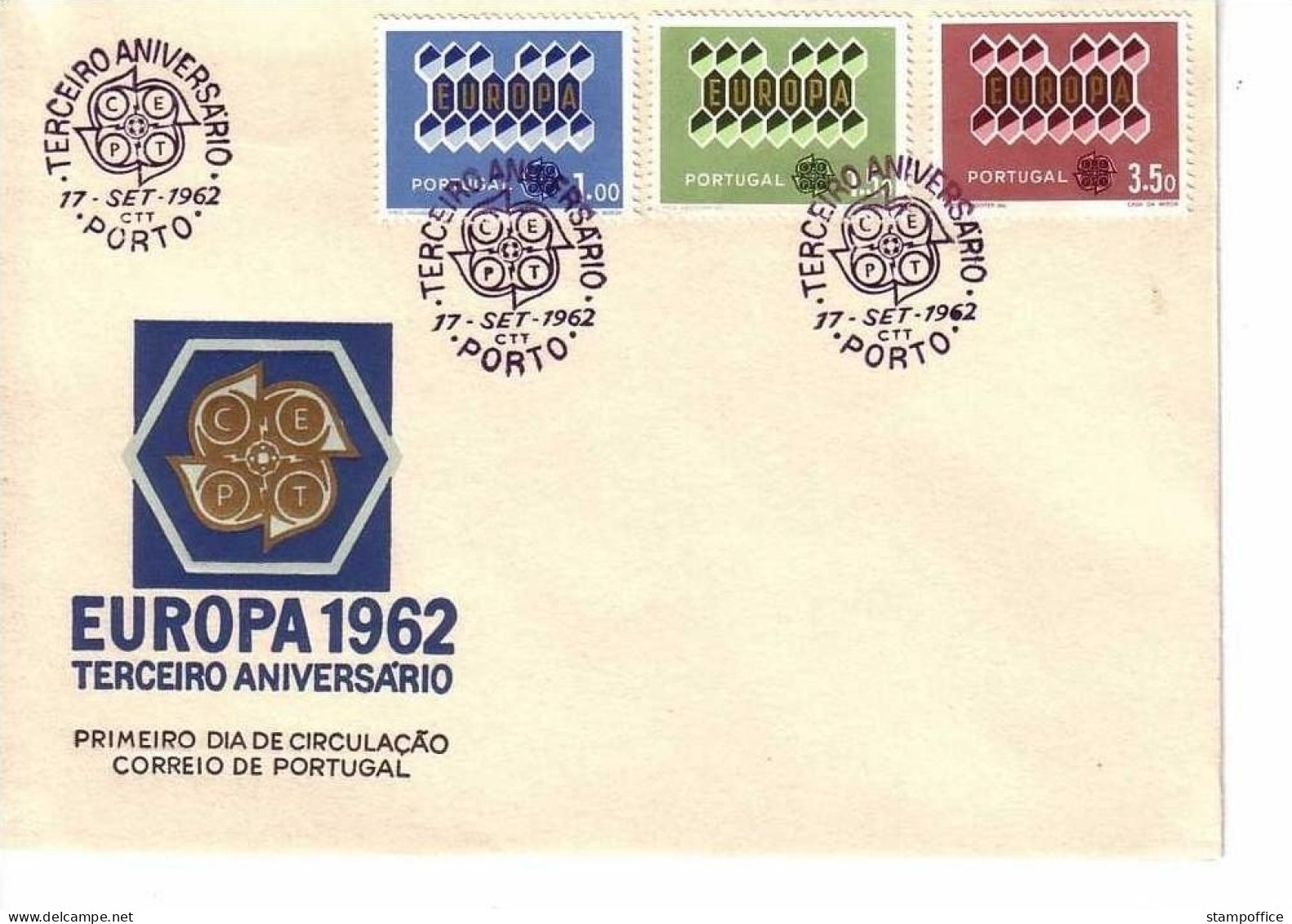 PORTUGAL MI-NR. 927-929 FDC CEPT 1962 BIENENWABE - 1962