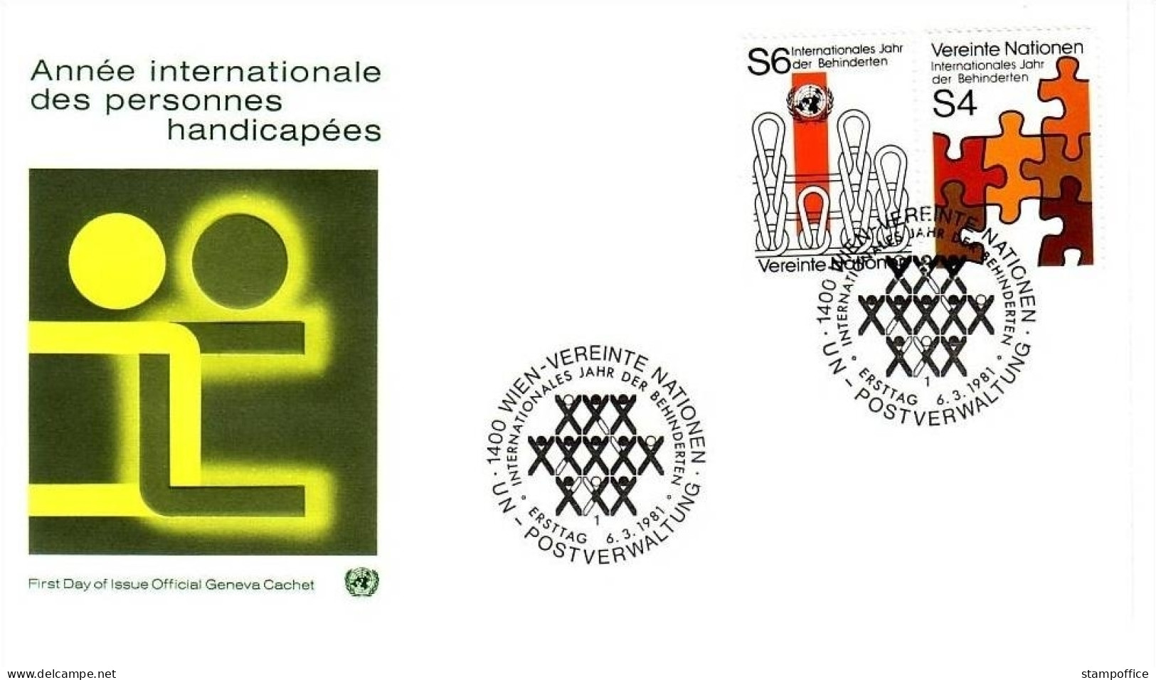 UNO WIEN MI-NR. 17-18 FDC JAHR DER BEHINDERTEN 1981 - Handicaps