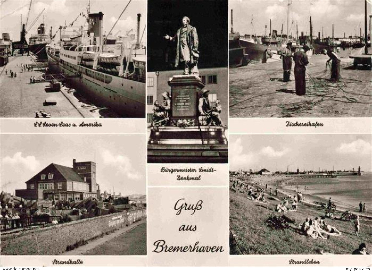 73968223 BREMERHAVEN Hochseedampfer Buergermeister-Smidt-Denkmal Fischereihafen  - Bremerhaven