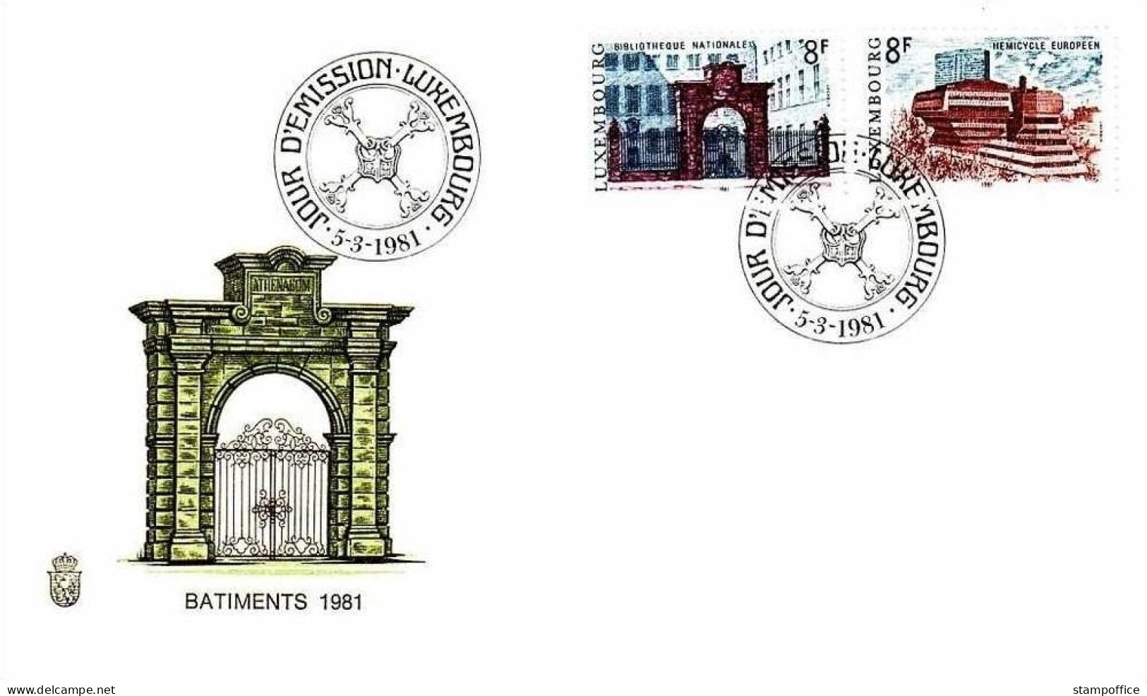 LUXEMBOURG MI-NR. 1029-1030 FDC BAUWERKE EUROPAZENTRUM - FDC