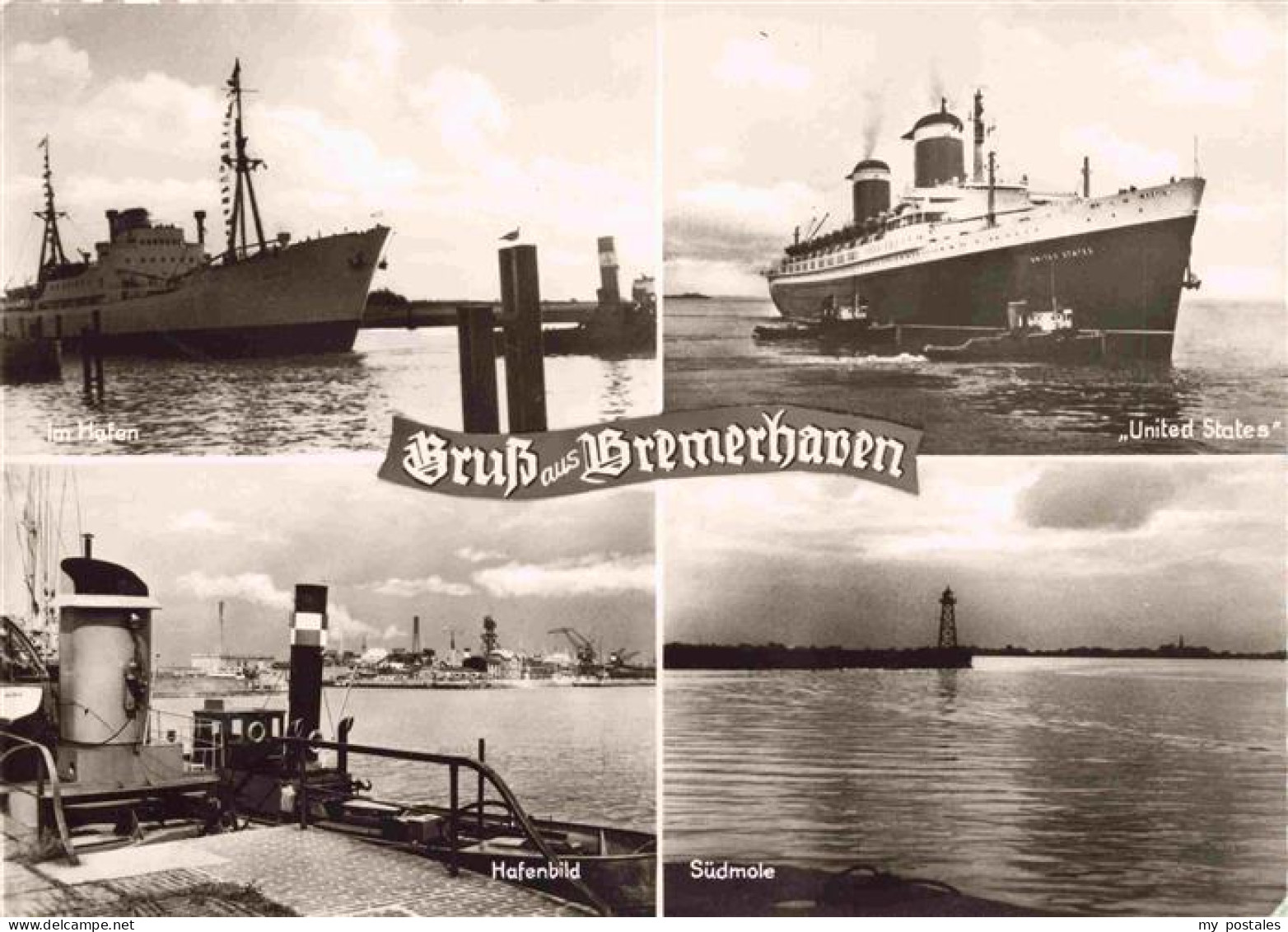 73968218 BREMERHAVEN Hafenbild Suedmole Hochseedampfer MS United States - Bremerhaven