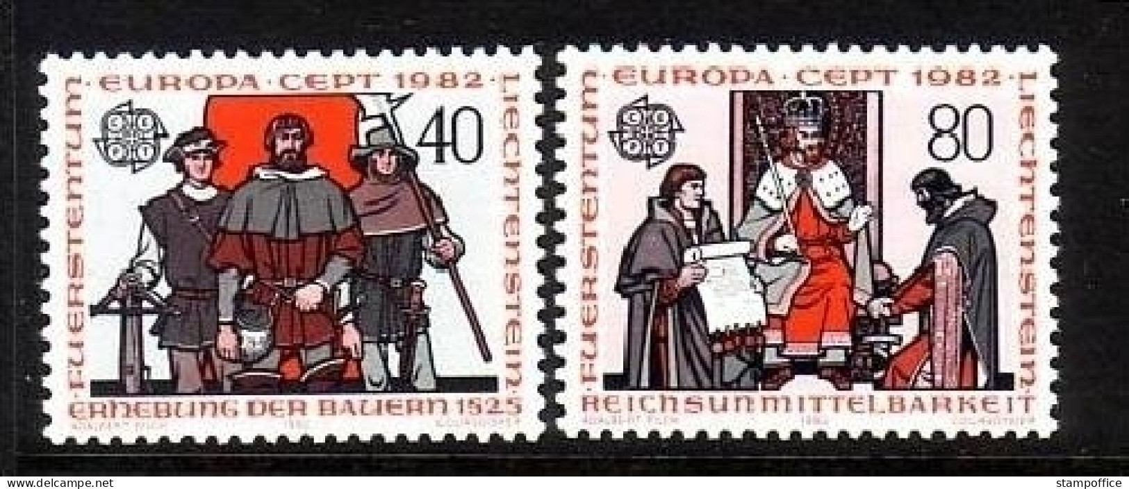 LIECHTENSTEIN MI-NR. 791-792 POSTFRISCH(MINT) EUROPA 1982 HISTORISCHE EREIGNISSE BAUERNAUFSTAND - 1982