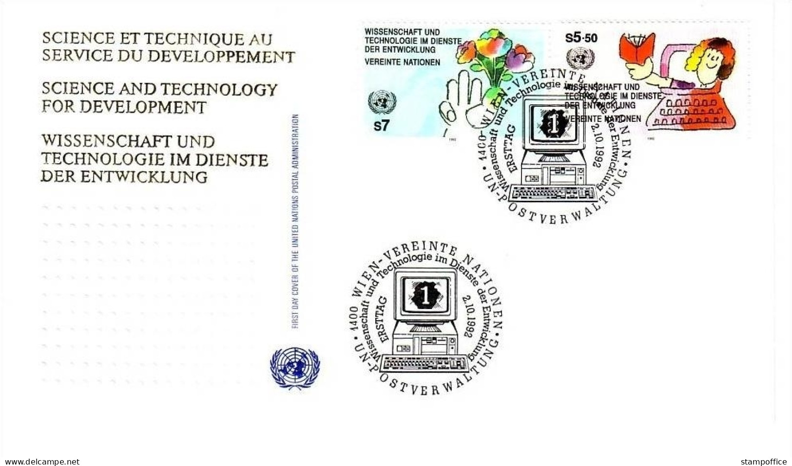 UNO WIEN MI-NR. 135-136 FDC WISSENSCHAFT Und TECHNOLOGIE - FDC