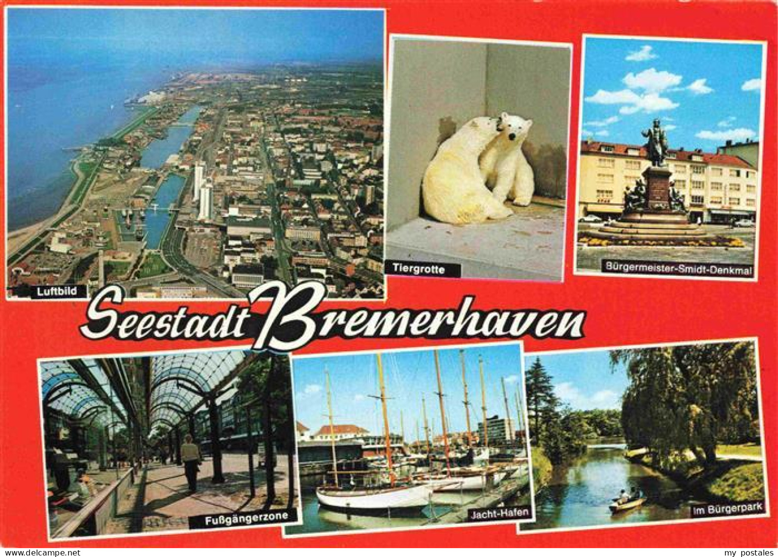 73968212 BREMERHAVEN Luftbild Tiergrotte Eisbaeren Denkmal Fussgaengerzone Jacht - Bremerhaven
