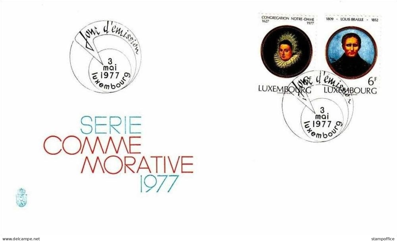 LUXEMBOURG MI-NR. 949-950 FDC - VON BUSBACH - LOUIS BRAILLE - FDC