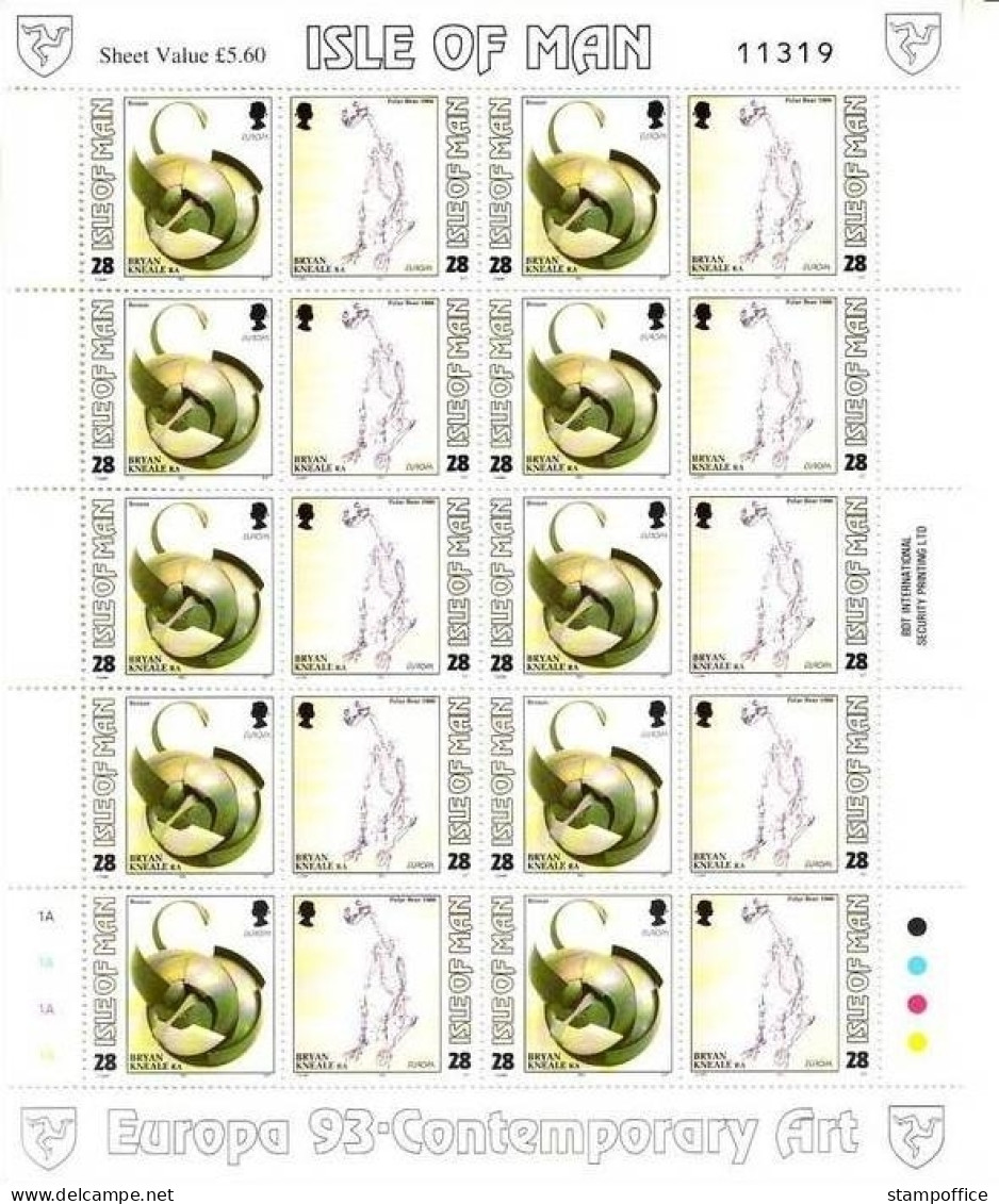 INSEL MAN MI-NR. 546-549 POSTFRISCH(MINT) KLEINBOGENSATZ EUROPA 1993 - ZEITGENÖSSISCHE KUNST - 1993