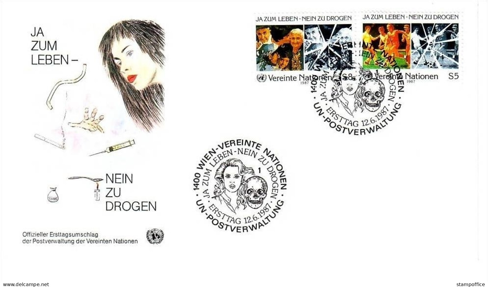 UNO WIEN MI-NR. 71-72 FDC DROGENMISSBRAUCH 1987 - FDC