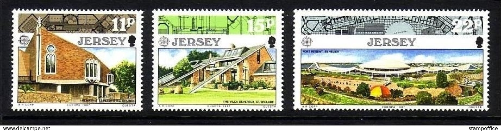 JERSEY MI-NR. 405-407 POSTFRISCH(MINT) EUROPA 1987 MODERNE ARCHITEKTUR KIRCHE - 1987