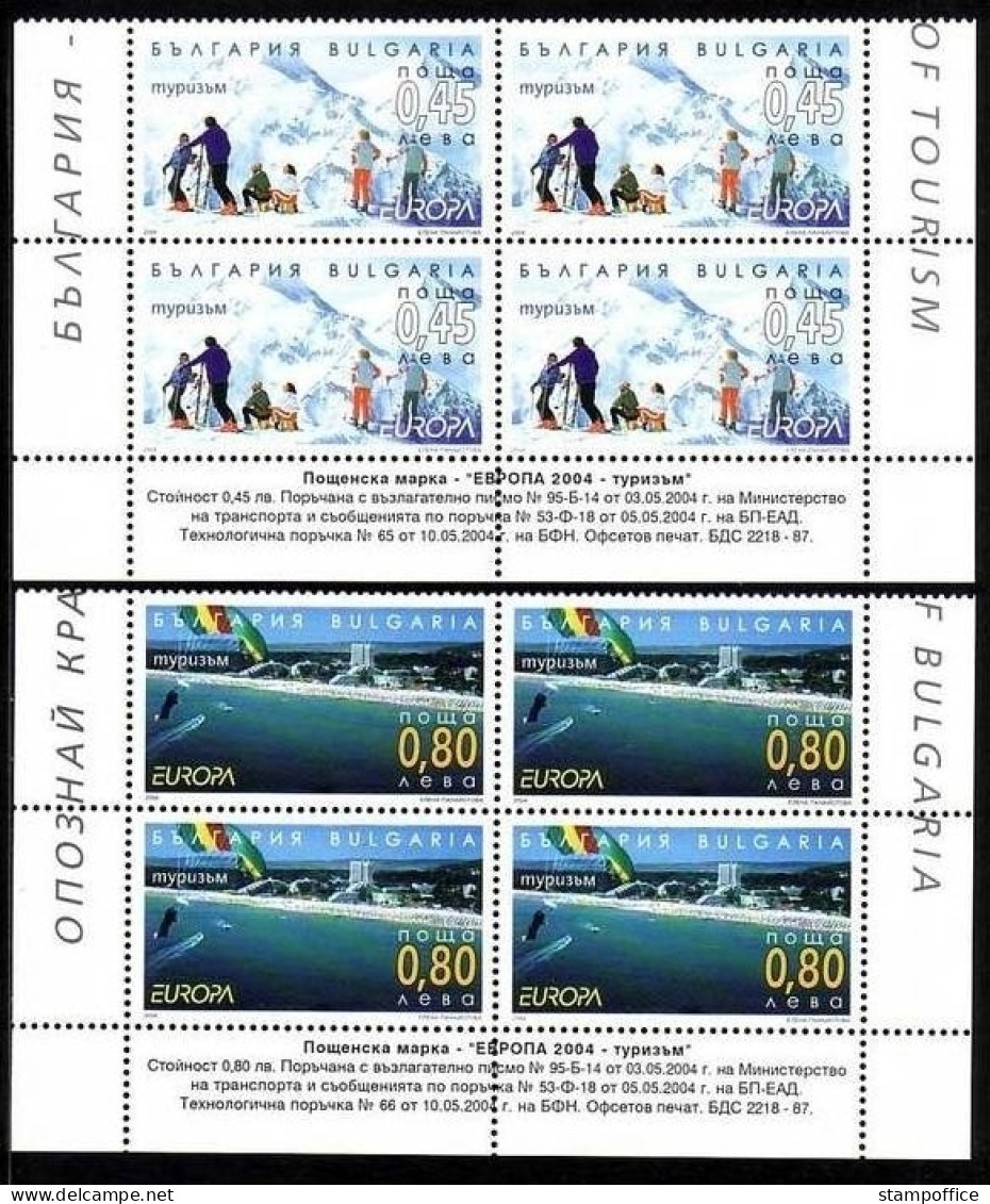 BULGARIEN MI-NR. 4649-4650 POSTFRISCH(MINT) 4er Block EUROPA 2004 FERIEN - 2004