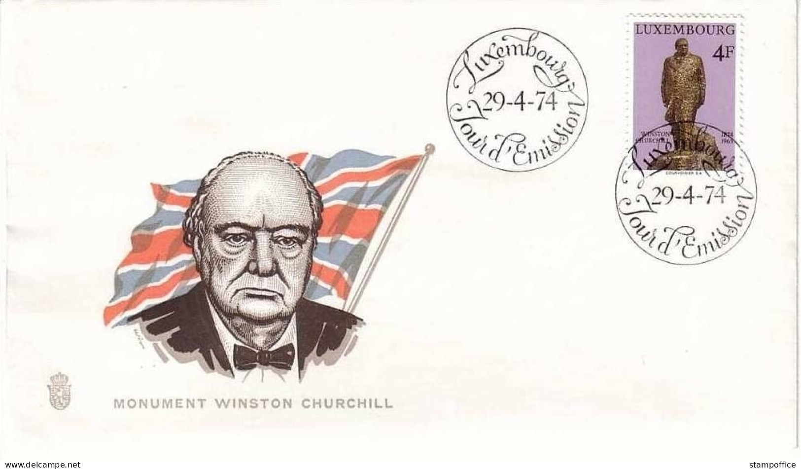 LUXEMBOURG MI-NR. 884 FDC SIR WINSTON CHURCHILL 1974 - FDC