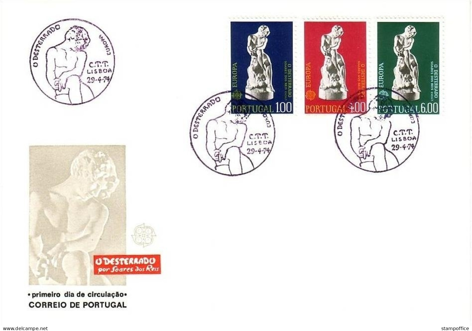 PORTUGAL MI-NR. 1231-1233 FDC CEPT 1974 SKULPTUREN - 1974