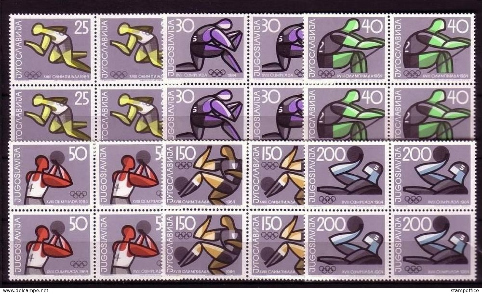 JUGOSLAWIEN MI-NR. 1076-1081 POSTFRISCH(MINT) 4er Block OLYMPISCHE SOMMERSPIELE TOKIO - Unused Stamps