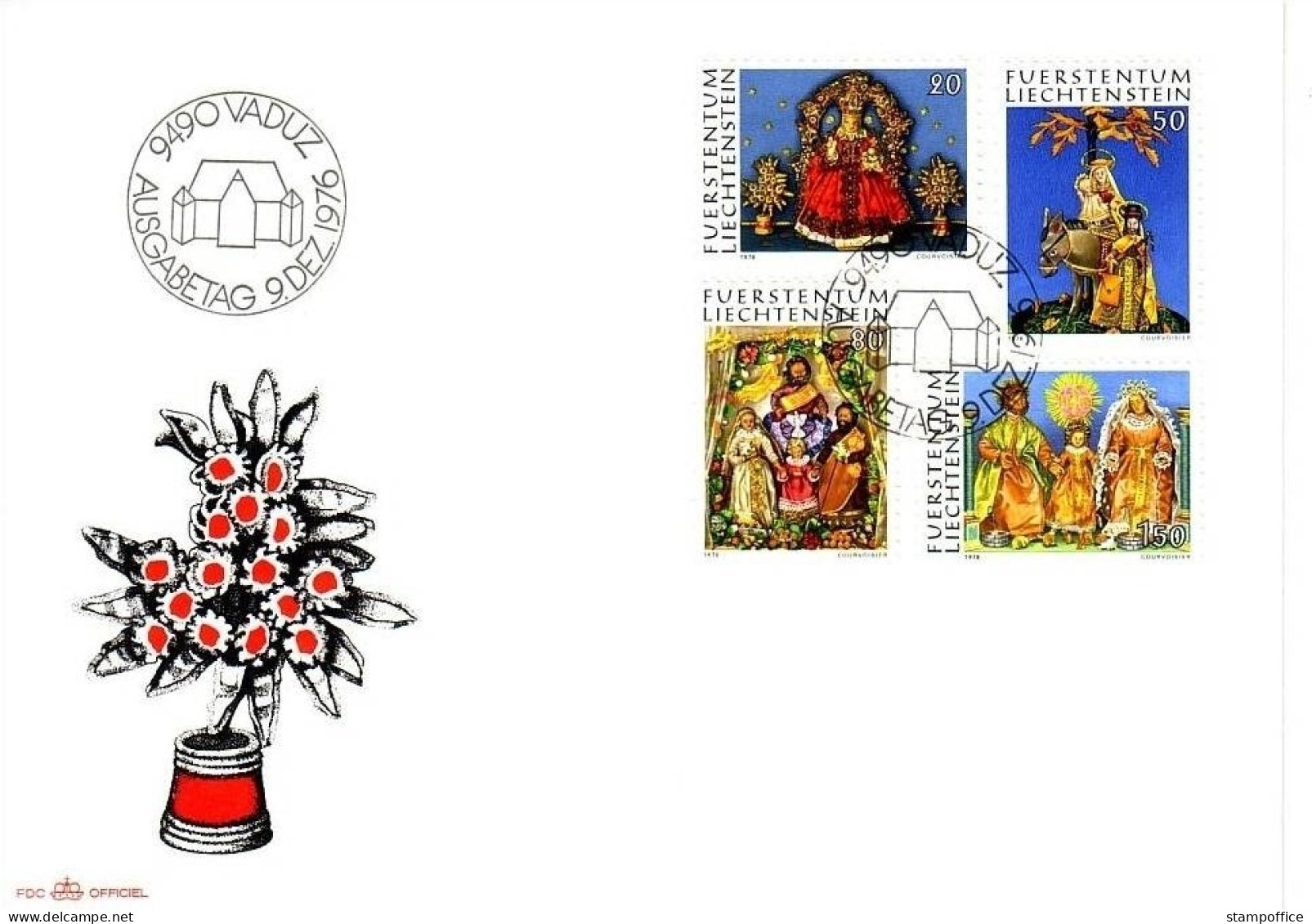 LIECHTENSTEIN MI-NR. 662-665 FDC WEIHNACHTEN 1976 KLOSTERARBEITEN AUS WACHS - Christmas