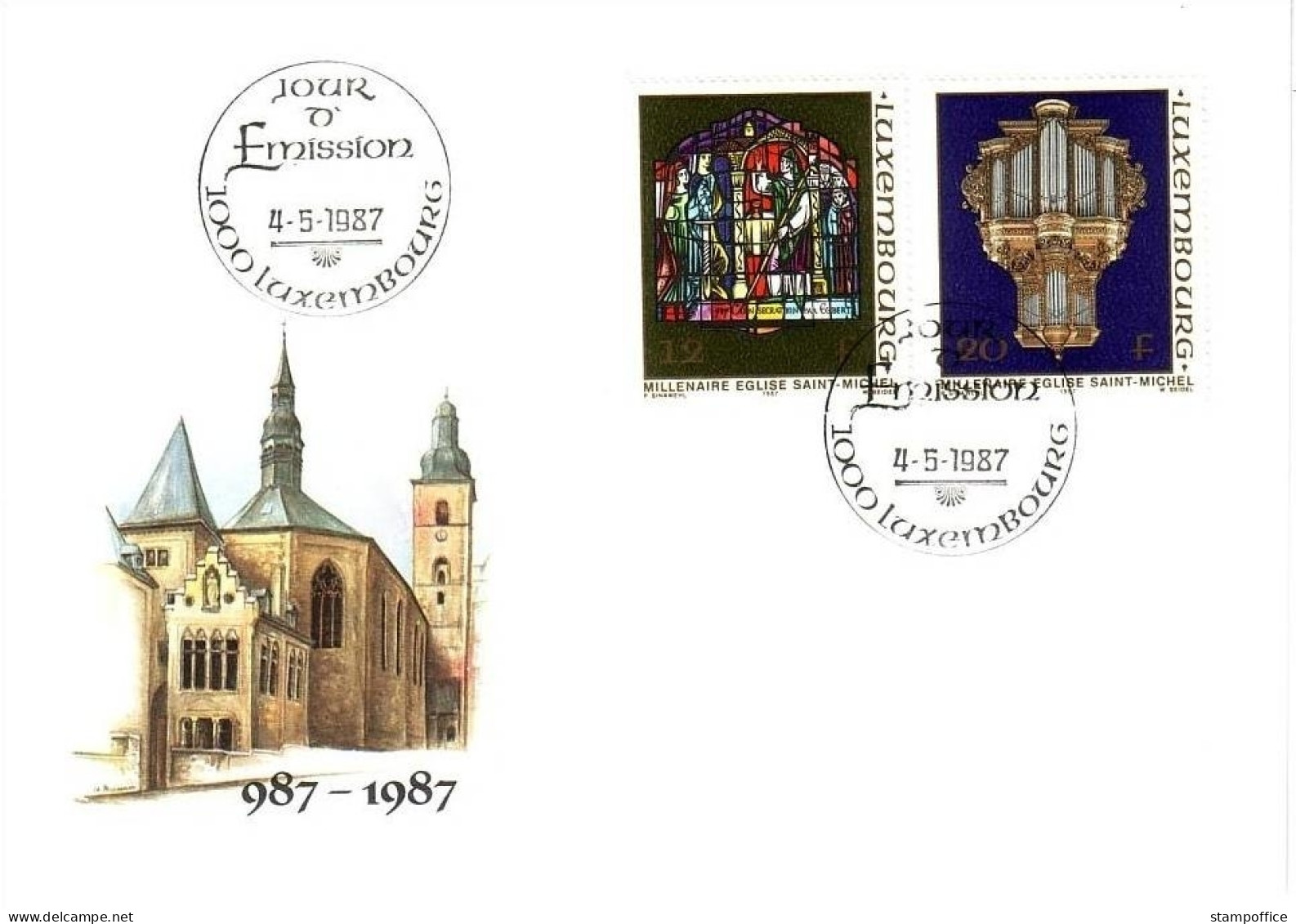 LUXEMBOURG MI-NR. 1176-1177 FDC ST. MICHAELISKIRCHE 1987 - FDC