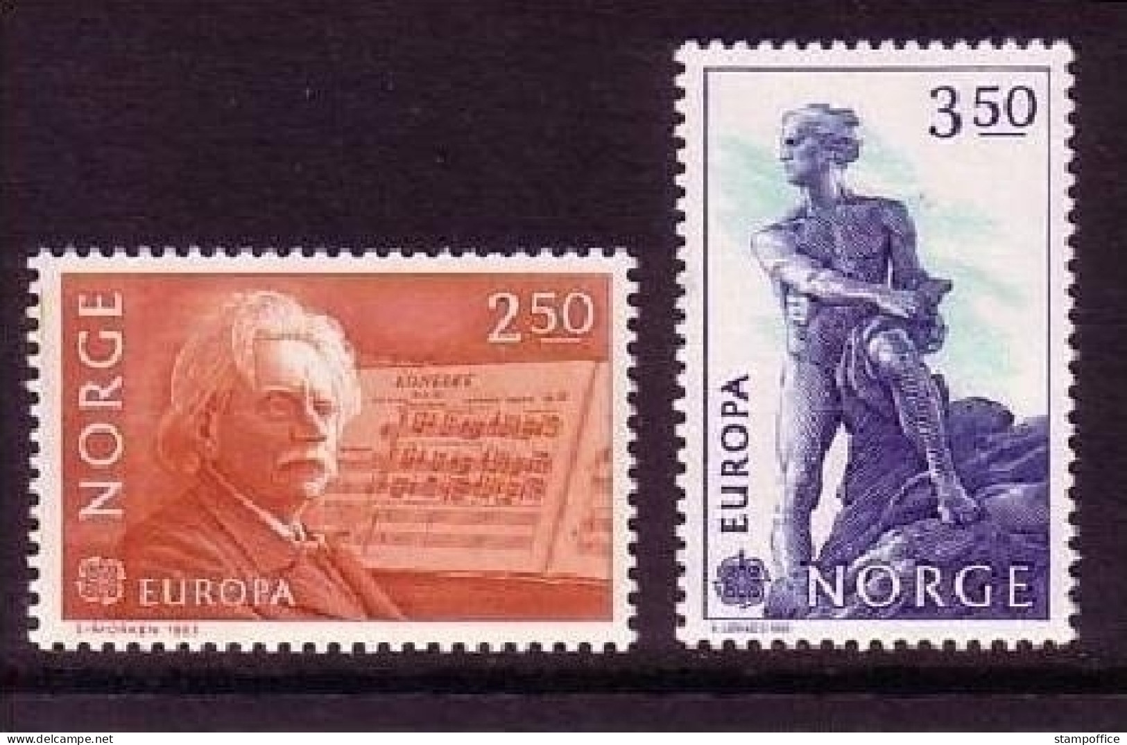 NORWEGEN MI-NR. 885-886 POSTFRISCH EUROPA 1983 GROSSE WERKE GRIEG KOMPONIST ABEL MATHEMATIKER - Unused Stamps