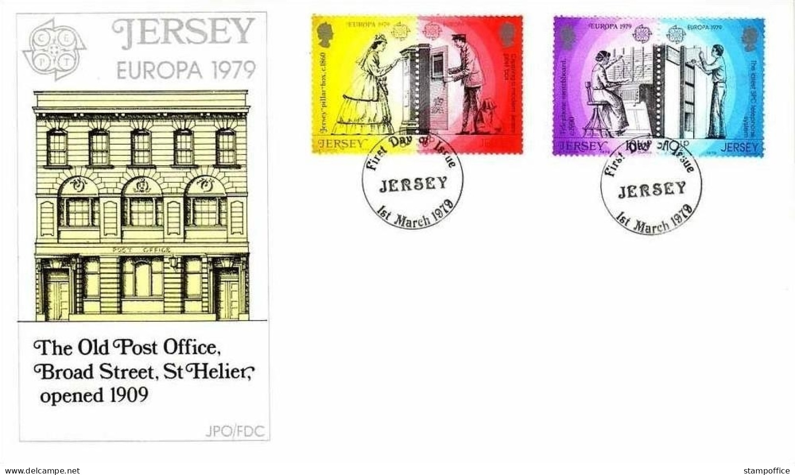 JERSEY MI-NR. 192-195 A FDC EUROPA 1979 POST- UND FERNMELDEWESEN - 1979