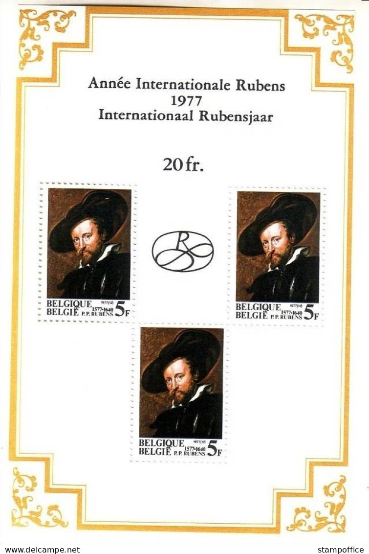 BELGIEN BLOCK 46 POSTFRISCH(MINT) PETER PAUL RUBENS SELBSTPORTRÄT 1977 - Rubens