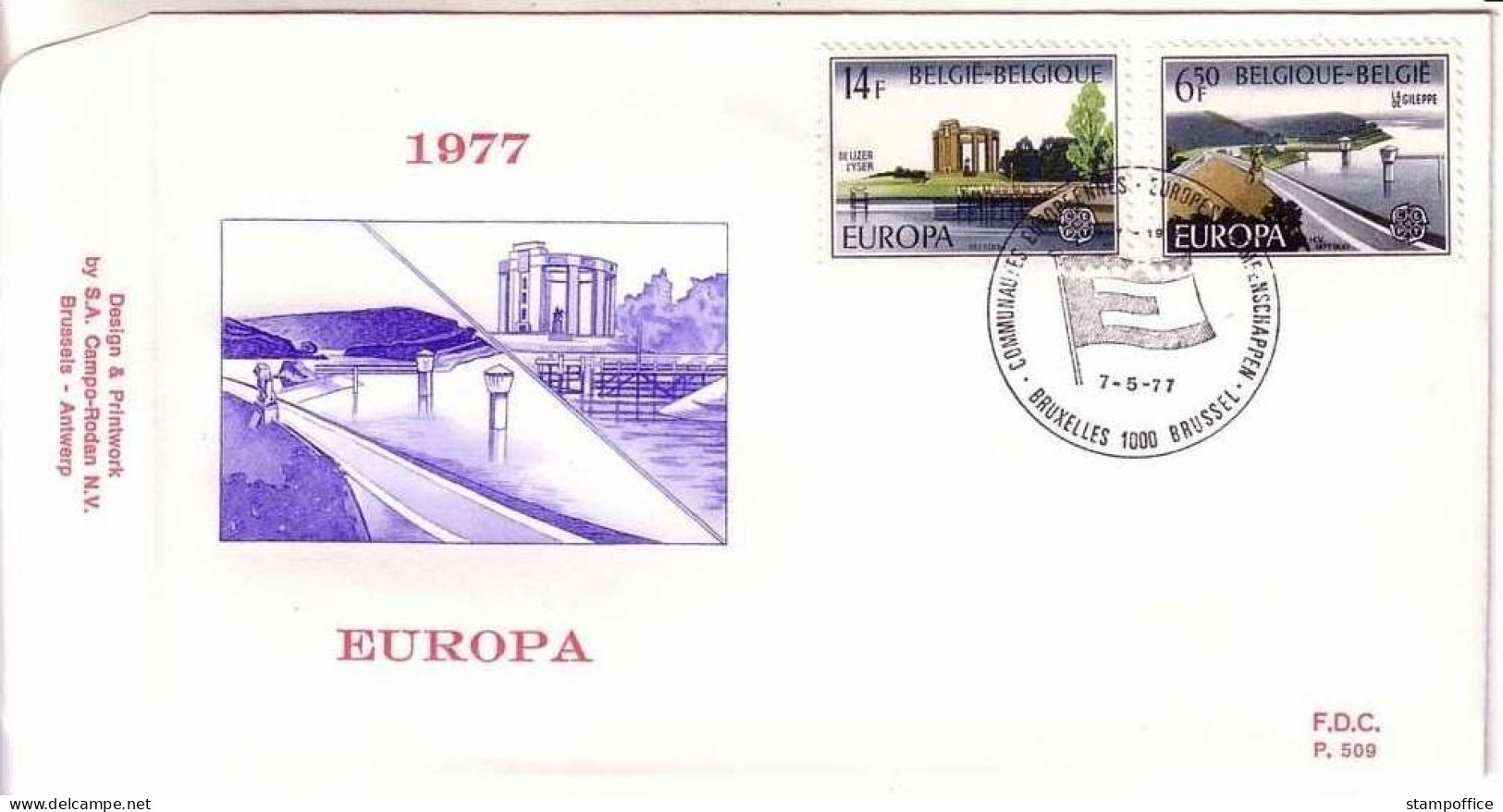 BELGIEN MI-NR. 1905-1906 FDC EUROPA 1977 - LANDSCHAFTEN - 1977