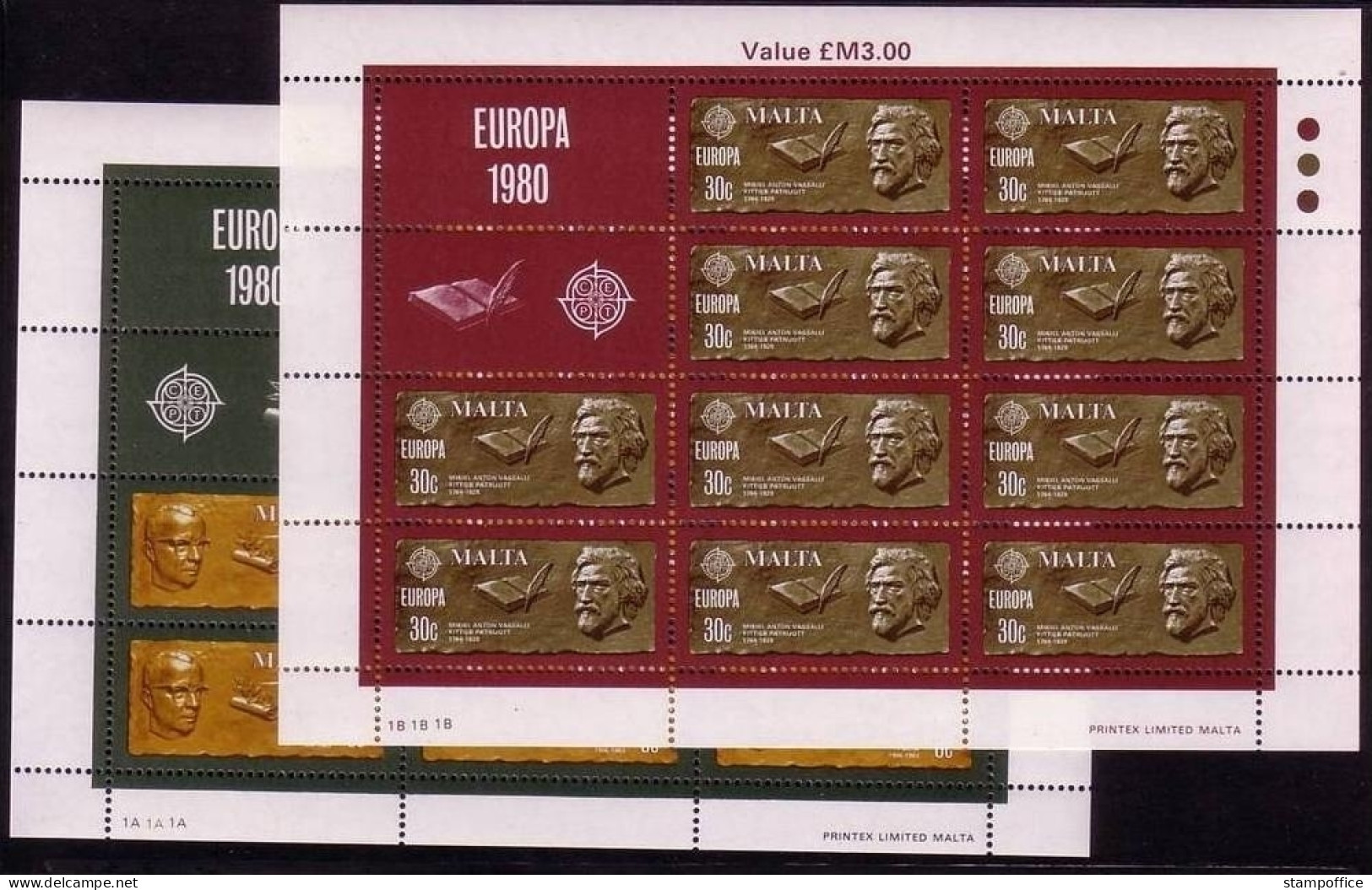 MALTA MI-NR. 615-616 POSTFRISCH(MINT) KLEINBOGENSATZ EUROPA 1980 BEDEUTENDE PERSÖNLICHKEITEN - 1980