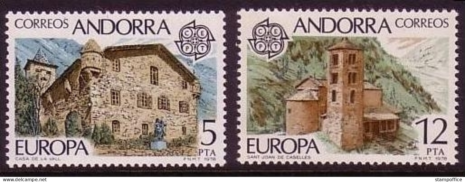 ANDORRA SPANISCH MI-NR. 115-116 POSTFRISCH(MINT) EUROPA 1978 BAUDENKMÄLER KIRCHE RATHAUS - 1978