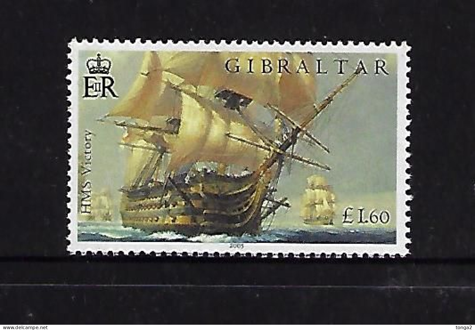Gibraltar 2005 Trafalgar - Ship Stamp Has Wood Chips Attached - Unusual - Gibraltar