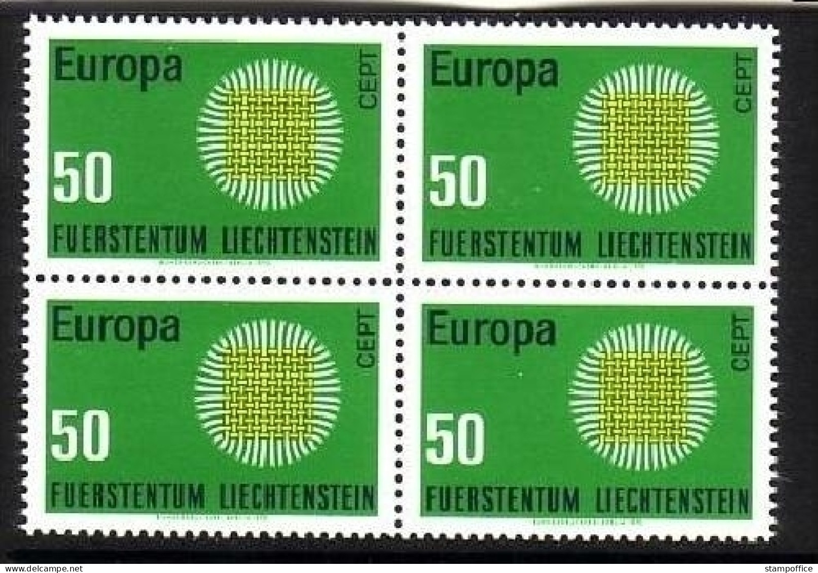 LIECHTENSTEIN MI-NR. 525 POSTFRISCH(MINT) 4 Er Block EUROPA 1970 SONNENSYMBOL - 1970