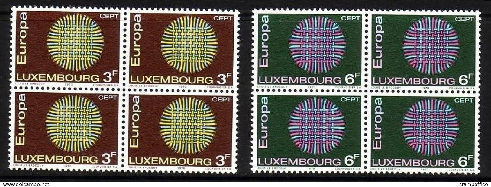 LUXEMBOURG MI-NR. 807-808 POSTFRISCH(MINT) 4 Er Block EUROPA 1970 - SONNENSYMBOL - 1970