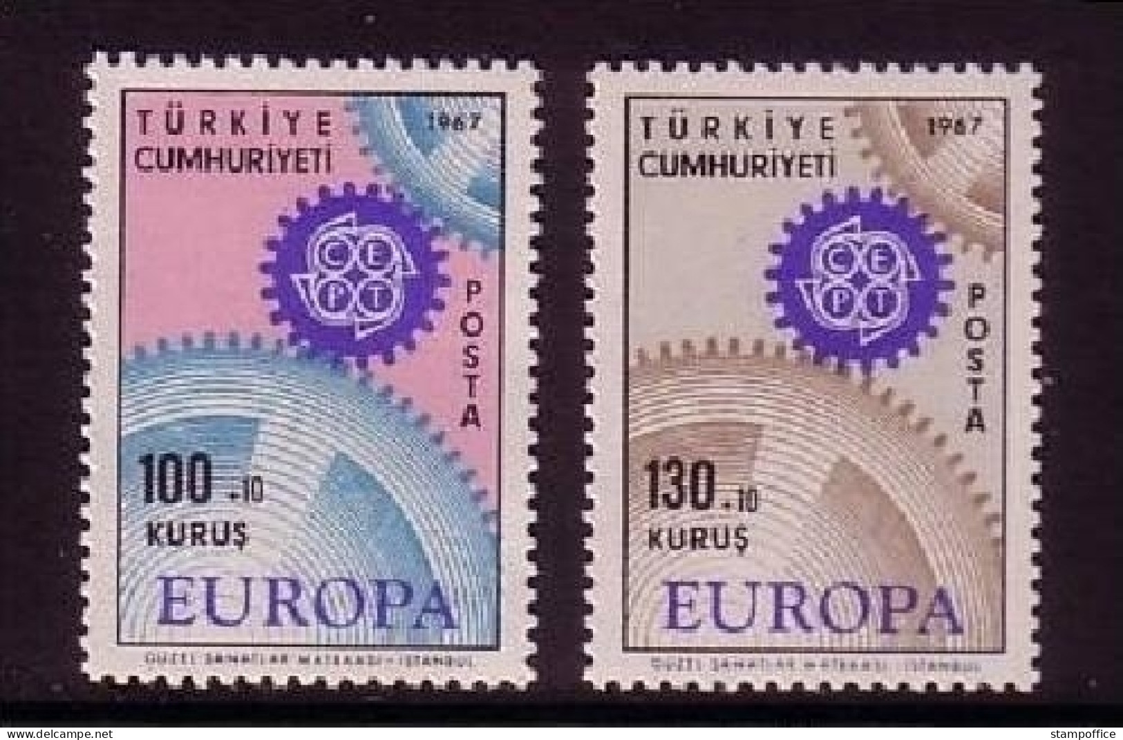 TÜRKEI MI-NR. 2044-2045 POSTFRISCH(MINT) EUROPA 1967 ZAHNRÄDER - 1967