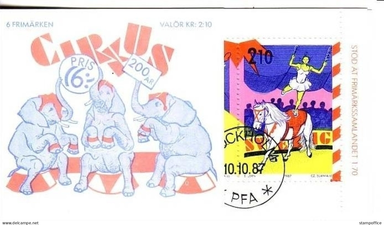 SCHWEDEN MH 124 GESTEMPELT(USED) 200 JAHRE ZIRKUS IN SCHWEDEN CLOWNS PFERD - 1981-..