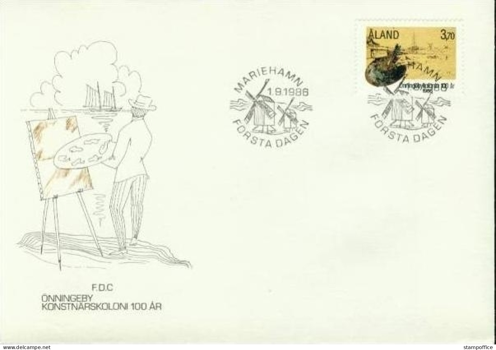 ALAND MI-NR. 19 FDC KÜNSTLERKOLONIE 1988 ÖNNINGEBY - Aland