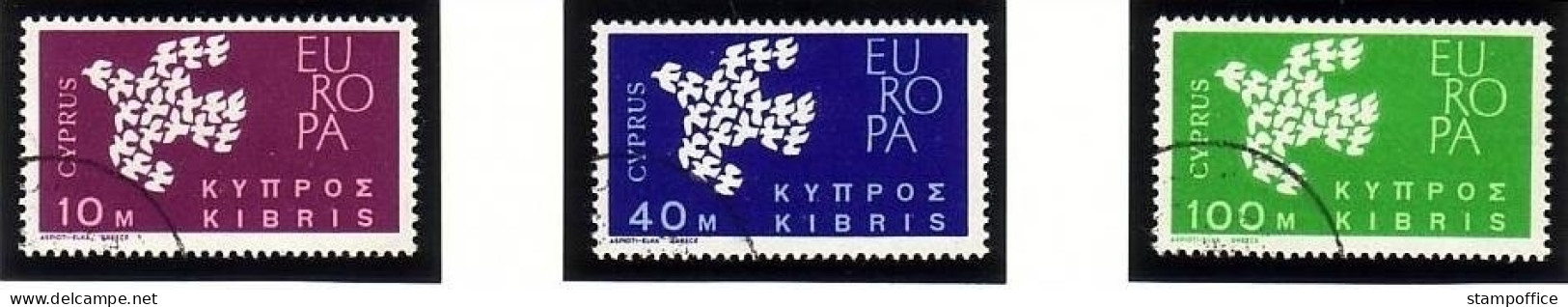 ZYPERN MI-NR. 197-199 GESTEMPELT(USED) EUROPA 1961 TAUBE - 1961