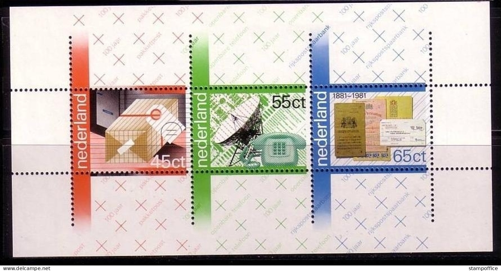 NIEDERLANDE BLOCK 22 POSTFRISCH(MINT) 100 JAHRE PTT 1980 POST TELEFON SPARKASSE - Blocks & Sheetlets