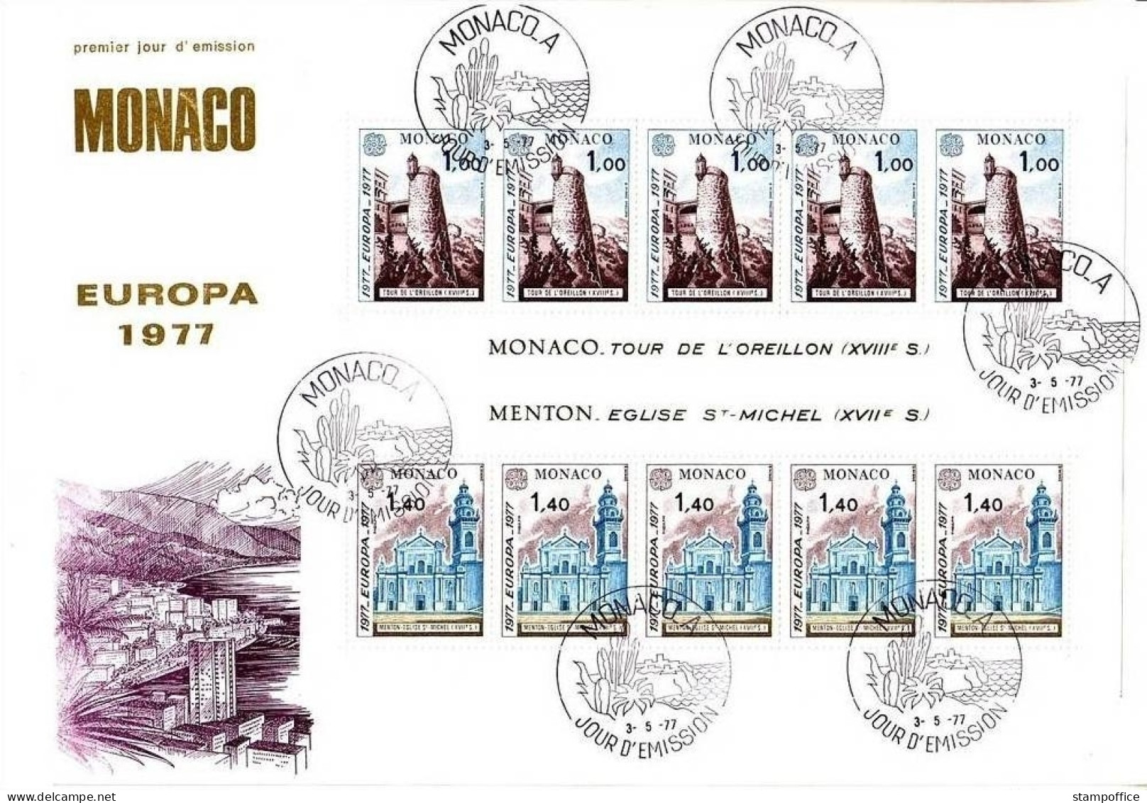 MONACO BLOCK 11 FDC EUROPA 1977 - ORELLON-TURM ST.-MICHAELS-KIRCHE - 1977