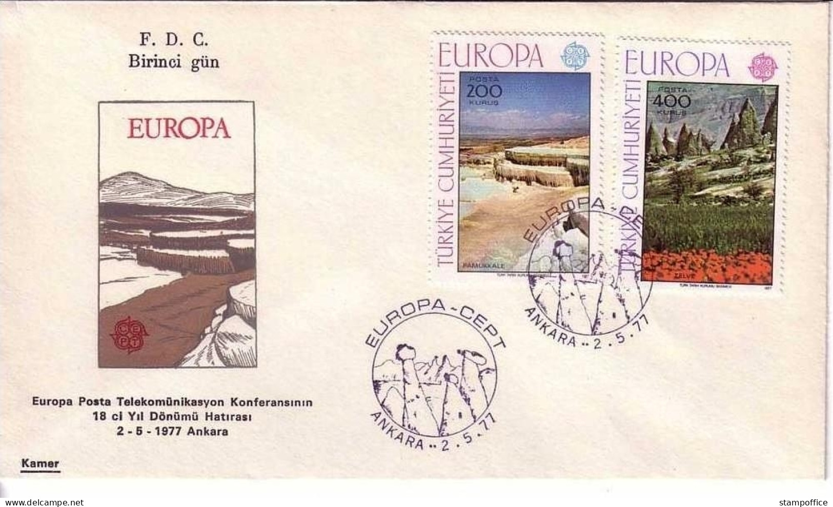 TÜRKEI MI-NR. 2415-2416 FDC EUROPA 1977 - LANDSCHAFTEN - 1977